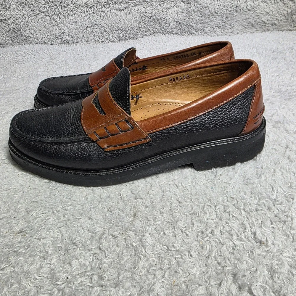 E.T.‎ Wright Penny Loafers Black Brown Two Tone Pebbled Leather Vibram Mens 10D
